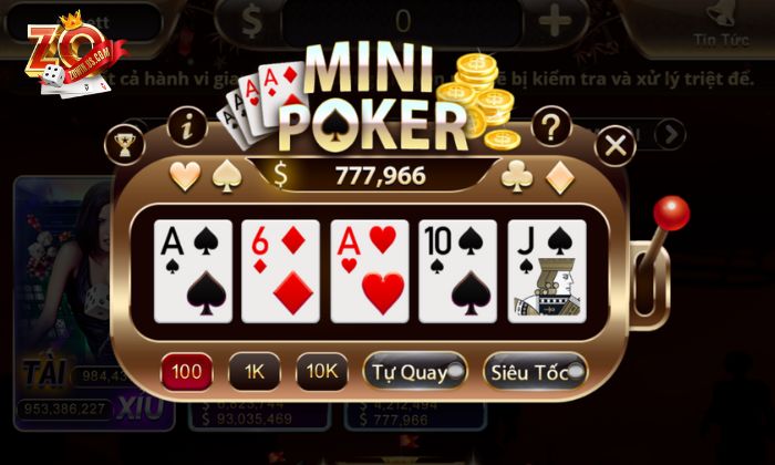 Mini Poker Zowin có tỷ lệ chiến thắng cao và cách chơi đơn giản
